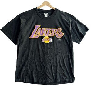 VTG 90s Los Angeles LA Lakers NBA T-Shirt X Large Black Purple‎ Lee Sport